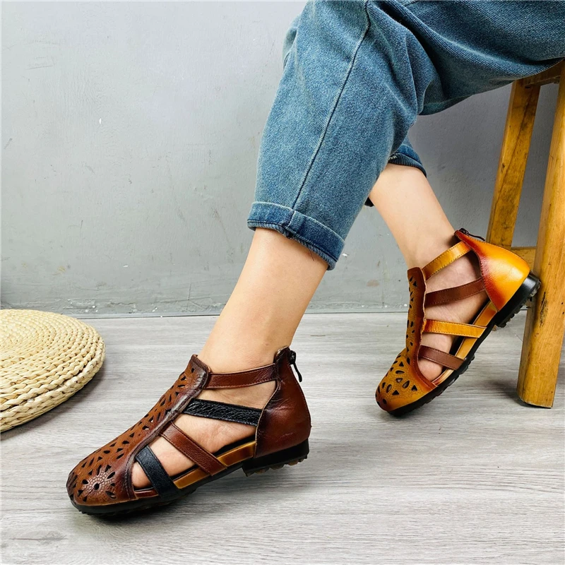 2020 Summer New Artistic Retro Handmade Genuine Leather Women Sandals Female Comfortable Casual round Head Gladiator Sandals
2020 Summer New Artistic Retro Handmade Genuine Leather Women Sandals Female Comfortable Casual round Head Gladiator Sandals
