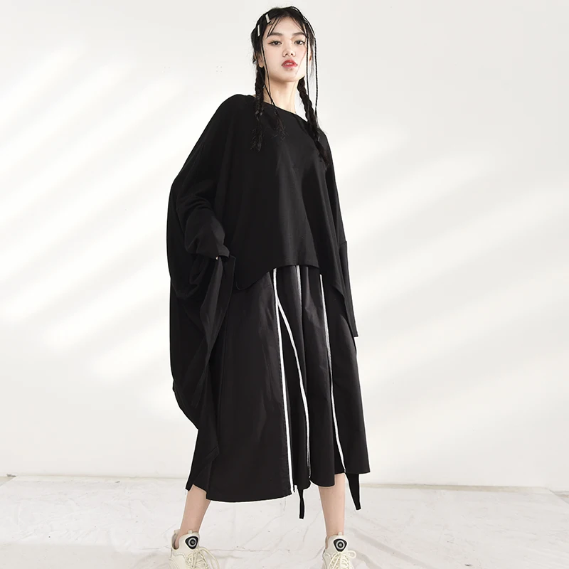 Black Brief Women Irregular Big Size Long T-shirt New Round Neck Long Sleeve Fashion Tide Spring Autumn 2021 JH81001
Black Brief Women Irregular Big Size Long T-shirt New Round Neck Long Sleeve Fashion Tide Spring Autumn 2021 JH81001