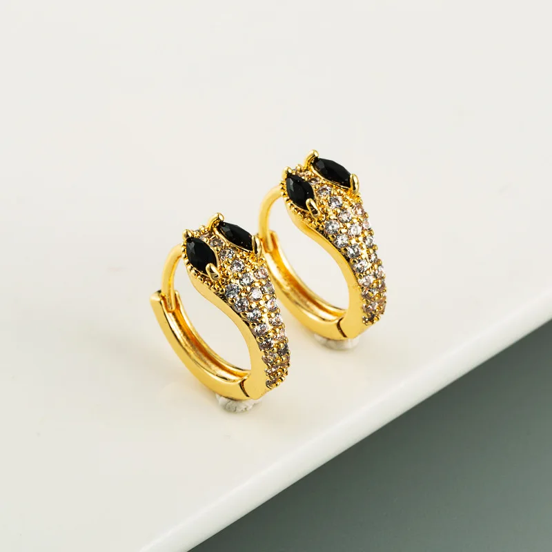 High Quality New CZ Zircon Gold Snake Head Earrings for Women Small Hoop Huggie Crystals Earrings Party Wedding Bijoux Brincos
High Quality New CZ Zircon Gold Snake Head Earrings for Women Small Hoop Huggie Crystals Earrings Party Wedding Bijoux Brincos