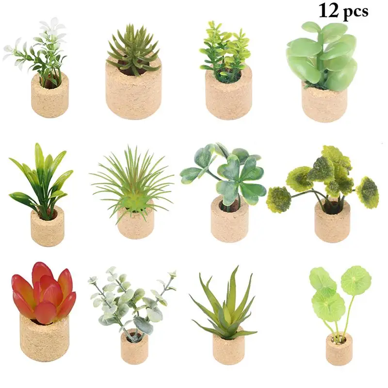 

12 Pcs 3D Plastic Fridge Magnets Set Decor Lifelike Plants Magnetic Sticker For Refrigerator Message Board Magnetic Potted Plant