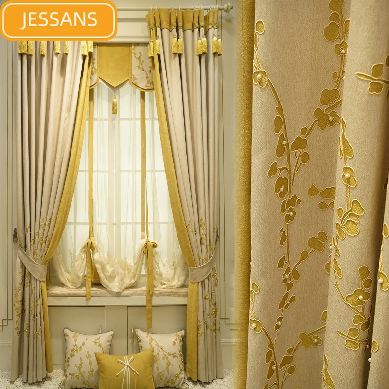 High-end Custom Embroidered Cotton and Linen Blackout Curtains for Bedroom Living Room Curtains Valance Finished Product
High-end Custom Embroidered Cotton and Linen Blackout Curtains for Bedroom Living Room Curtains Valance Finished Product