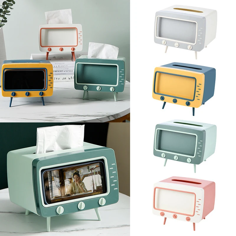 Creative 2 In 1 TV Shape Tissue Box Desktop Paper Holder Dispenser Storage Napkin Case Organizer with Mobile Phone Holder
Creative 2 In 1 TV Shape Tissue Box Desktop Paper Holder Dispenser Storage Napkin Case Organizer with Mobile Phone Holder