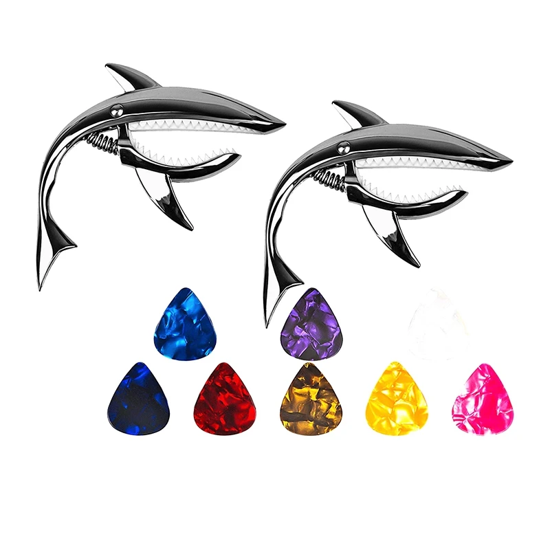 2 Pieces Guitar Capo Zinc Alloy Metal Shark Capo for Acoustic and Electric Guitar,Ukulele,Banjo,Bass,with Guitar Picks
2 Pieces Guitar Capo Zinc Alloy Metal Shark Capo for Acoustic and Electric Guitar,Ukulele,Banjo,Bass,with Guitar Picks