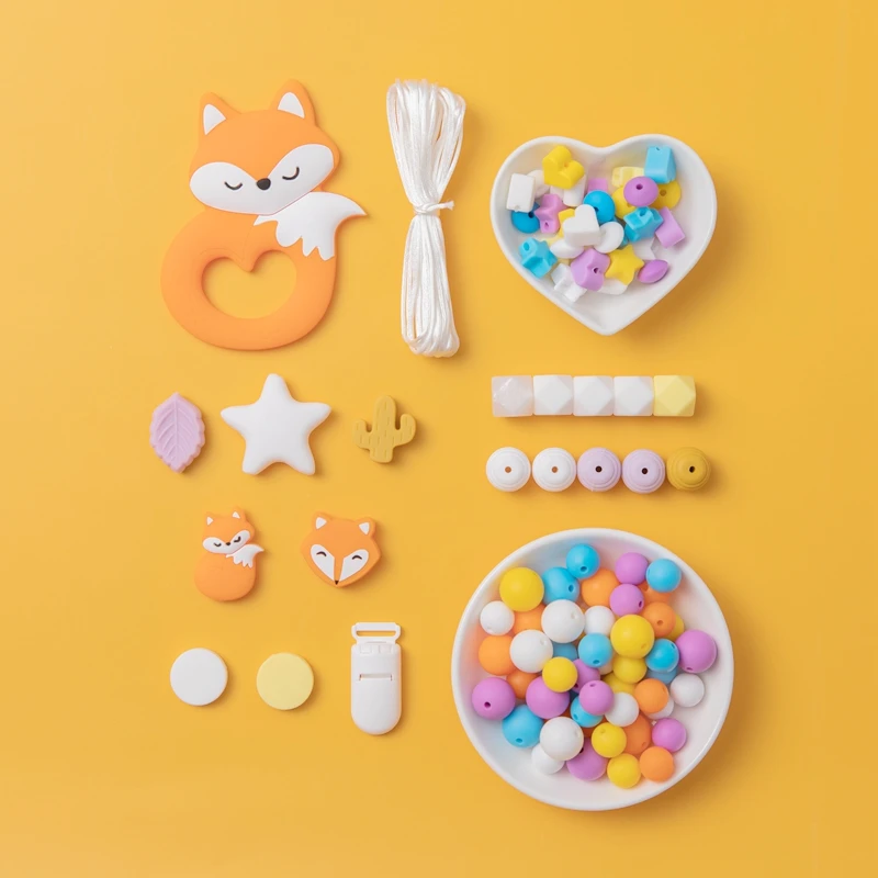 1set Baby Teether Silicone Beads BPA Free DIY Baby Teething Necklace Toys Cartoon Lion Teethers Food Grade Pacifier Chain Clip
1set Baby Teether Silicone Beads BPA Free DIY Baby Teething Necklace Toys Cartoon Lion Teethers Food Grade Pacifier Chain Clip