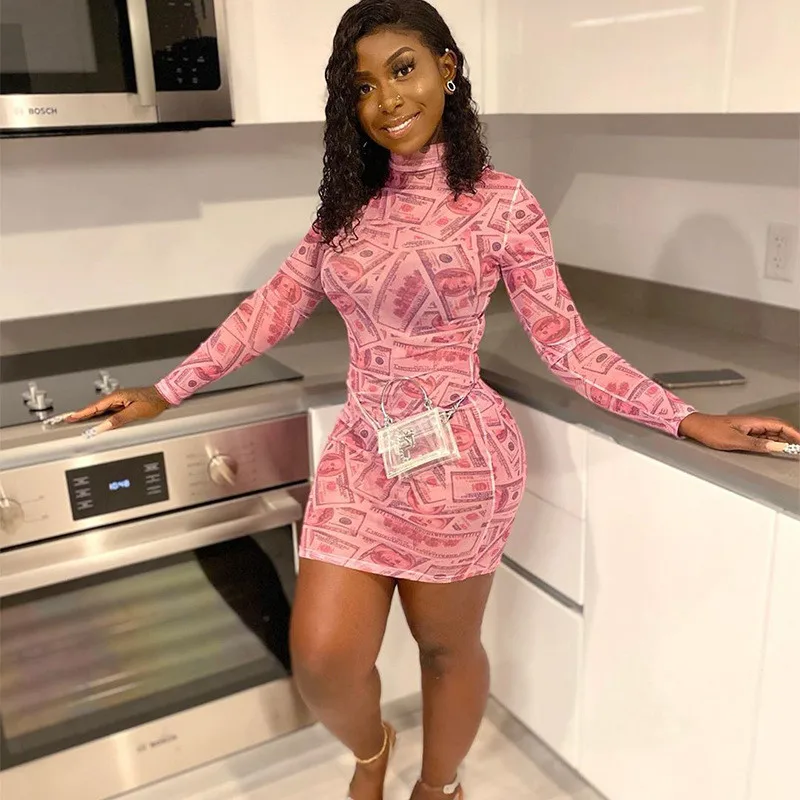 2021 New Style Women’s Fashion Long-sleeved Dress Sexy Mesh Perspective Money Printing Skinny Short Dress
2021 New Style Women’s Fashion Long-sleeved Dress Sexy Mesh Perspective Money Printing Skinny Short Dress