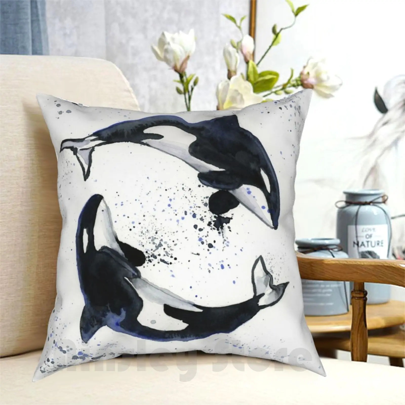 

Orcas чехол-наволочка с принтом для дома мягкий чехол-наволочка с рисунком Кита орка черный белый морской океан пляжное животное орка Кита