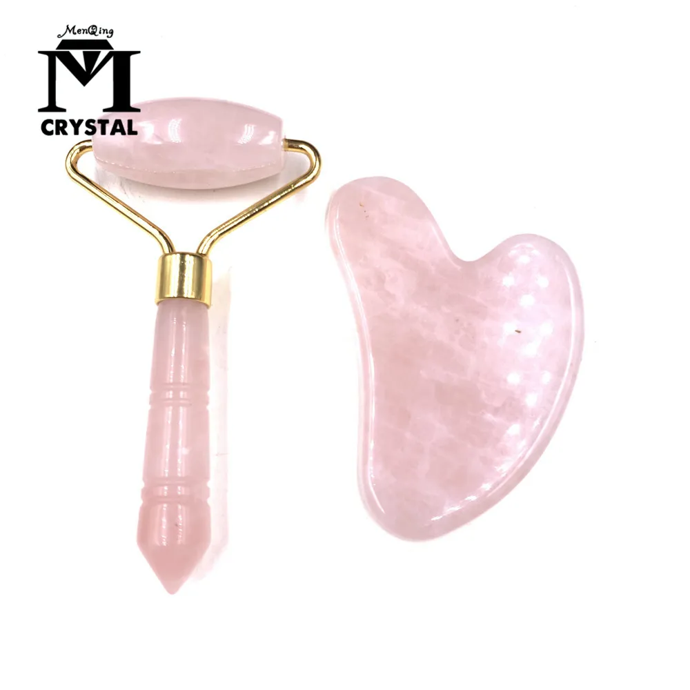 

Rose Crystal Jade Roller Guasha Scraping Board Slimming Face Lift Massager Facial Massage Facial Jade Stone Skin Beauty Care Set