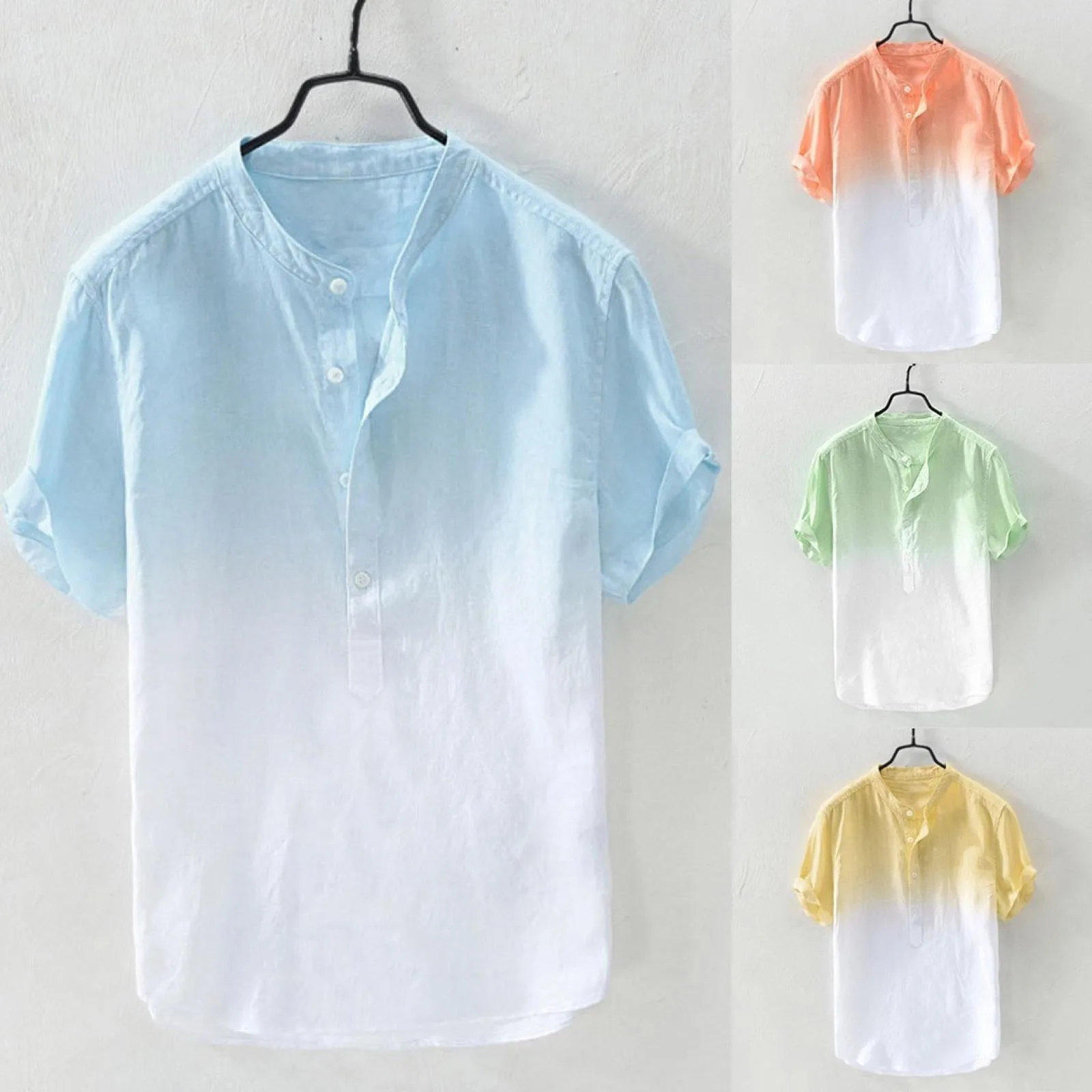 Men's Cotton And Linen Shirt T-shirt Tops Fashion Men's Button Gradient Printing Short-sleeved Tops T-shirts Loose Мужские Рубаш
Men's Cotton And Linen Shirt T-shirt Tops Fashion Men's Button Gradient Printing Short-sleeved Tops T-shirts Loose Мужские Рубаш
