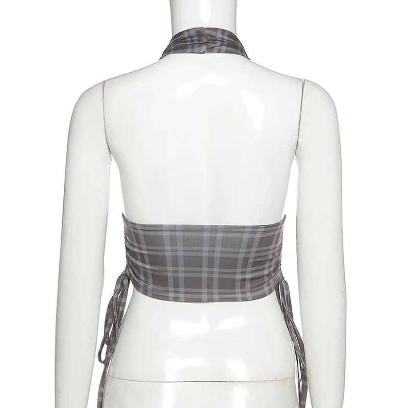 Plaid Print Halter Open Back Sexy Crop Top Women Y2k Clothes Summer Retro Checked Shirt Female Tank Tops
Plaid Print Halter Open Back Sexy Crop Top Women Y2k Clothes Summer Retro Checked Shirt Female Tank Tops