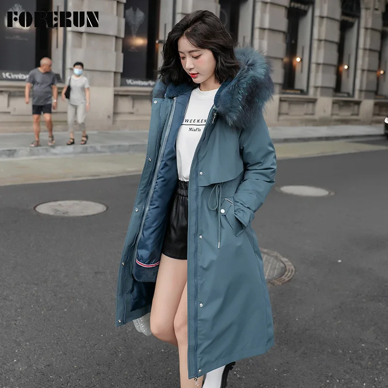 FORERUN Long Trench Coat Women Fleece Jacket Detachable Fur Hooded Cotton Padded Elegant Winter Warm Parka Manteau Femme Hiver
FORERUN Long Trench Coat Women Fleece Jacket Detachable Fur Hooded Cotton Padded Elegant Winter Warm Parka Manteau Femme Hiver
