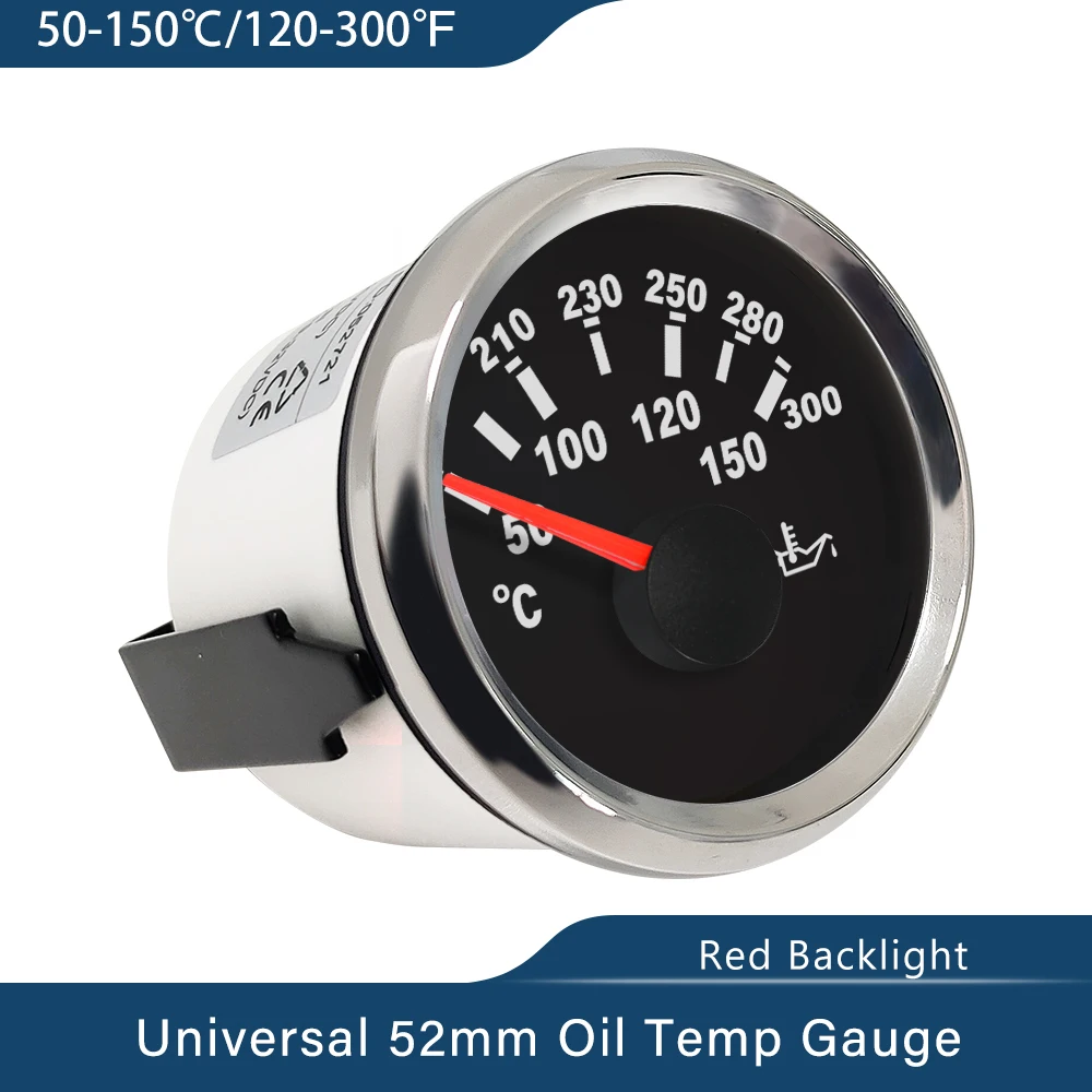 Waterproof 52mm 2" Universal Engine Oil Temp Gauge Temperature Meter 50-150 Celsius 9-32V with Red Backlight for Car Boat Yacht
Waterproof 52mm 2" Universal Engine Oil Temp Gauge Temperature Meter 50-150 Celsius 9-32V with Red Backlight for Car Boat Yacht