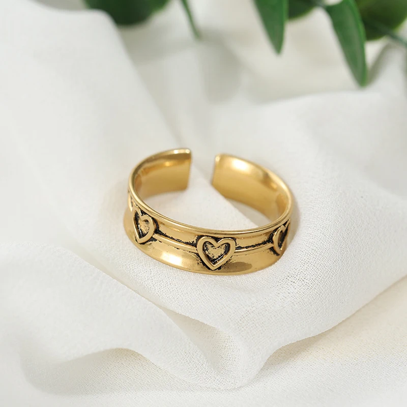 Retro Simple Heart-shaped Opening Metal Ring Romantic Anniversary Gold Ring Jewelry Gift Charming Women's Party Accessories
Retro Simple Heart-shaped Opening Metal Ring Romantic Anniversary Gold Ring Jewelry Gift Charming Women's Party Accessories