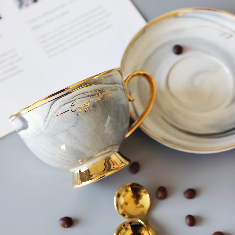 Luxury Nordic Marble Ceramic Coffee Cup with Spoon Textured Porcelain Cup Travel High Quality Teacup and Saucer Gift MM60BYD
Luxury Nordic Marble Ceramic Coffee Cup with Spoon Textured Porcelain Cup Travel High Quality Teacup and Saucer Gift MM60BYD