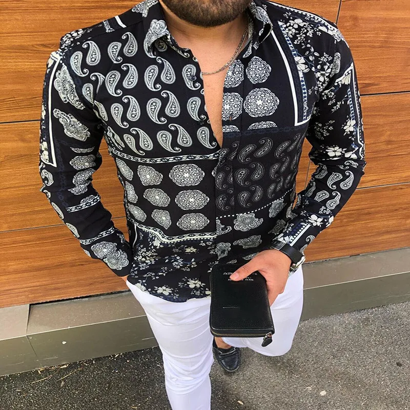 2021 New Punk Style Autumn Fashion Digital printing Men's Long Sleeve Shirts Male Slim Fit Lapel Casual Party Shirt Tops
2021 New Punk Style Autumn Fashion Digital printing Men's Long Sleeve Shirts Male Slim Fit Lapel Casual Party Shirt Tops