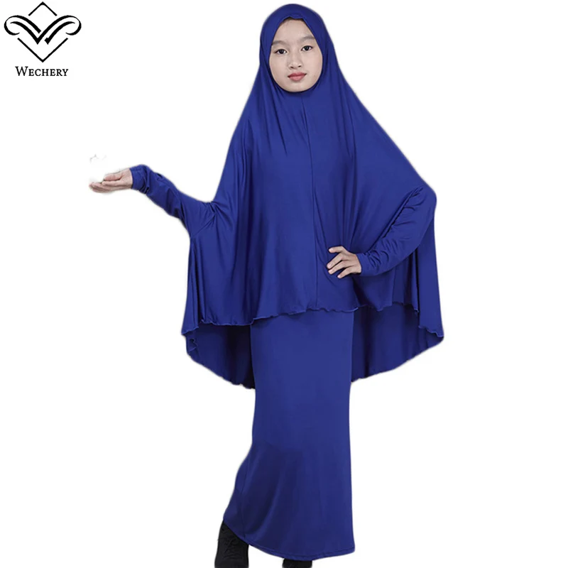 Wechery хиджабы платье для девушек мусульманский костюм розовый фиолетовый красный