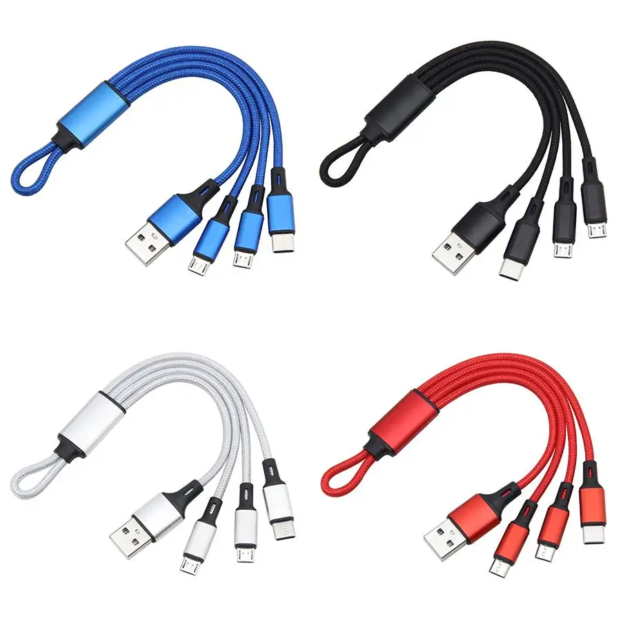 Кабель зарядный 3-в-1 с тканевой оплеткой 8pin/micro/type c/USB2.0 | Мобильные телефоны и