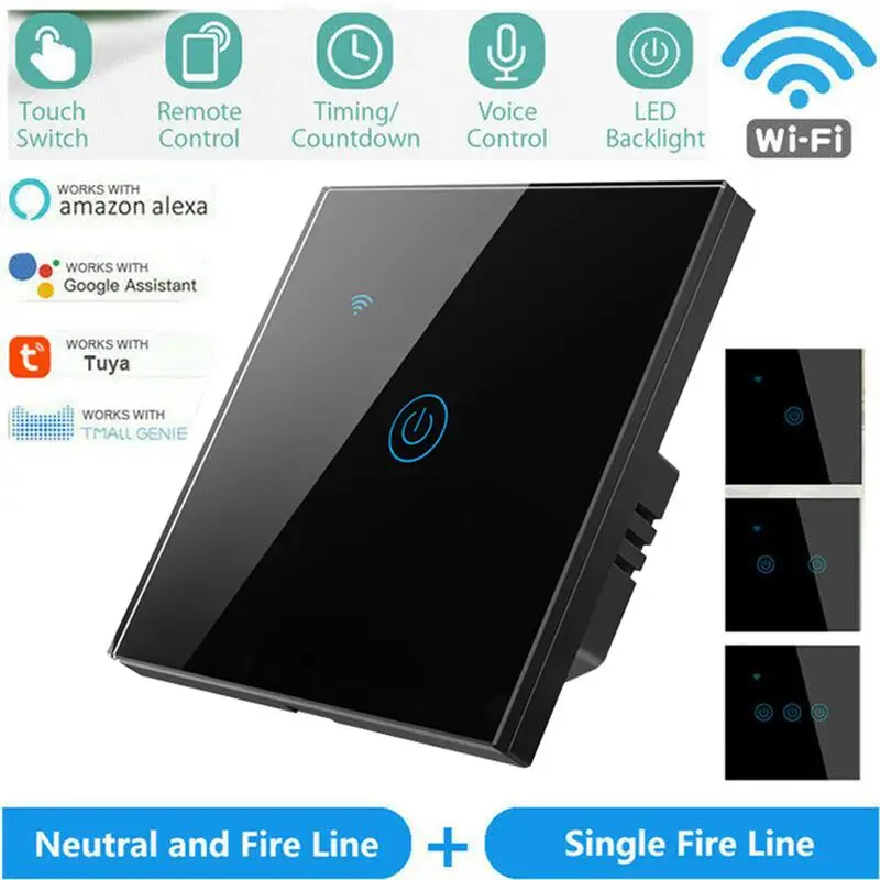 WiFi Switch Smart Wireless Touch Switch Home Appliance Light Lamp Remote Control Panel, Black, DS-101L-1, 1-gang
WiFi Switch Smart Wireless Touch Switch Home Appliance Light Lamp Remote Control Panel, Black, DS-101L-1, 1-gang