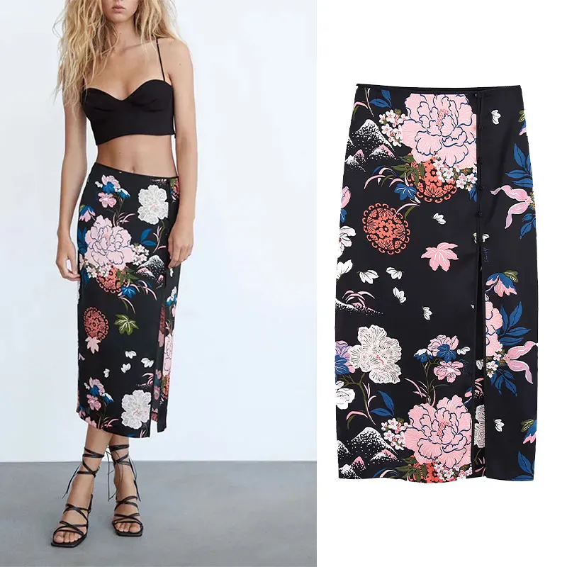 PPYQYKX Za 2021 Женская мода атласная лента с узлом спереди разрез миди юбка Женская Ретро Высокая талия печатная повседневная юбка Mujer 
PPYQYKX Za 2021 Женская мода атласная лента с узлом спереди разрез миди юбка Женская Ретро Высокая талия печатная повседневная юбка Mujer