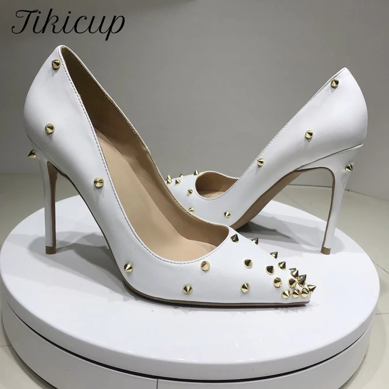 Tikicup White Matte Women Sexy Spikes Pointy Toe High Heel Party Shoes Sporadic Rivets Studs Slip On Stiletto Pumps
Tikicup White Matte Women Sexy Spikes Pointy Toe High Heel Party Shoes Sporadic Rivets Studs Slip On Stiletto Pumps