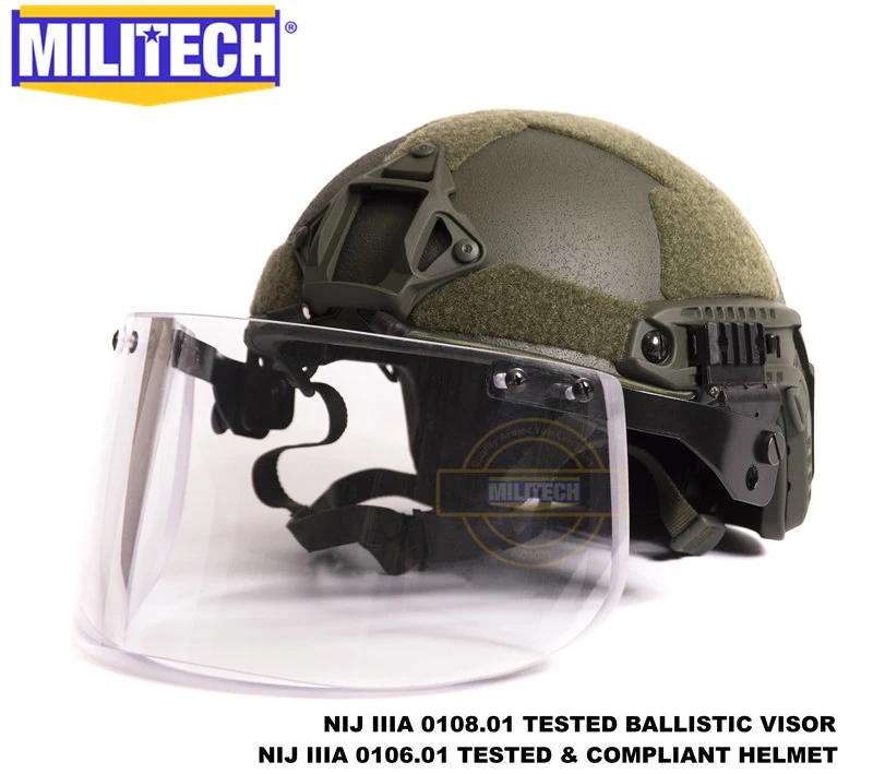 MILITECH Оливер Drab OD Deluxe NIJ IIIA БЫСТРО Пуленепробиваемый Шлем и козырек Набор Дело
