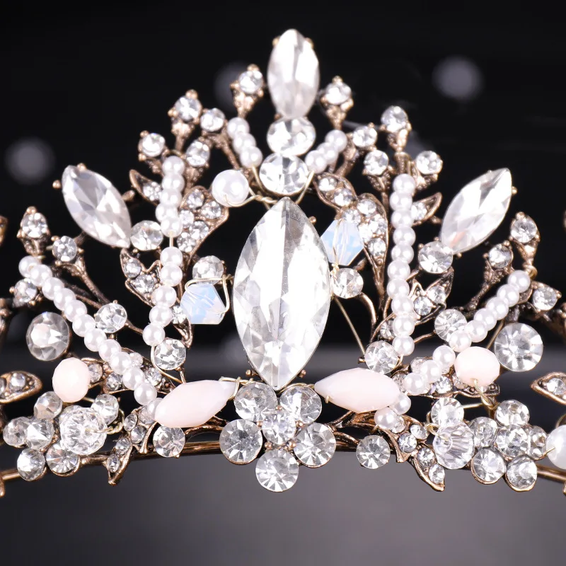 

Baroque Rhinestone Headbands Bridal Wedding Crowns for Brides Women Pearls Tiaras Hairbands Hair Accessories Decor Jewelry