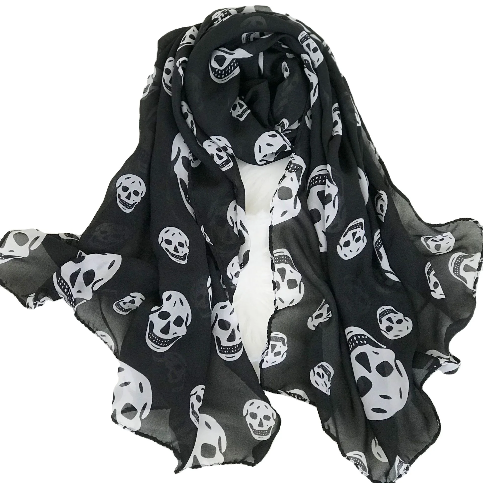 Summer Beach Long Shawl Fahion Skull Print Chiffon Silk Scarf Mulim Hijab For Man Women Soft Thin 50*150cm
Summer Beach Long Shawl Fahion Skull Print Chiffon Silk Scarf Mulim Hijab For Man Women Soft Thin 50*150cm