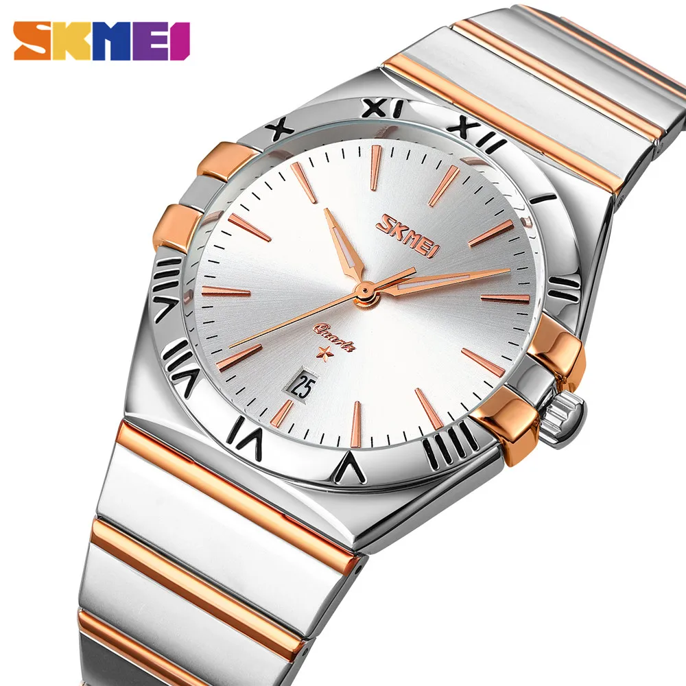 

SKMEI Full Steel Wristwatches 30M Waterproof Men Quartz Watch Fashion Date Clock relogio masculino 2021 Luxury Brand Watches