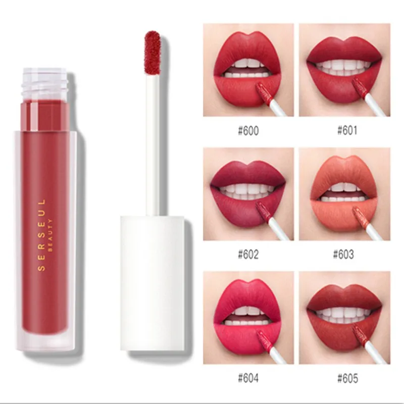 

6 Colors Mist Matte Lip Gloss Makeup Waterproof Retro Silky Lipstick Longlasting Lip Glaze Red Lip Tint For Women Cosmetic TSLM2