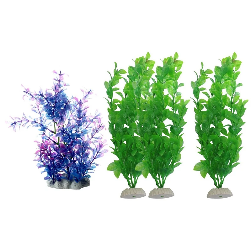 

1x фиолетовый искусственные водные растения для аквариума украшения для аквариума и 3 шт. 10,6 дюйма высота зеленый Пластик искусственный P