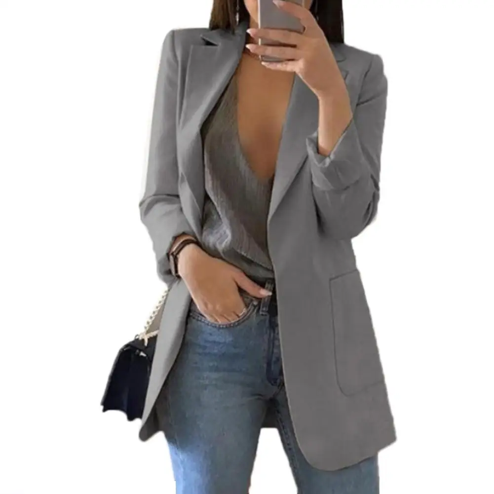 Fashion Women Office Suit Solid Color No Button Lapel Slim Fit Blazer Coat 
Fashion Women Office Suit Solid Color No Button Lapel Slim Fit Blazer Coat