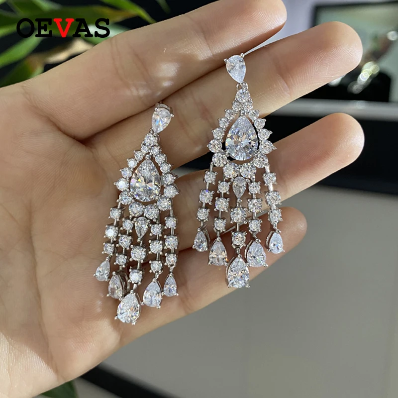OEVAS Sterling Sparkling 100% 925 Silver Tassel 7*10mm Pear High Carbon Diamond Earrings For Women Party Birthday Stone Jewelry
OEVAS Sterling Sparkling 100% 925 Silver Tassel 7*10mm Pear High Carbon Diamond Earrings For Women Party Birthday Stone Jewelry