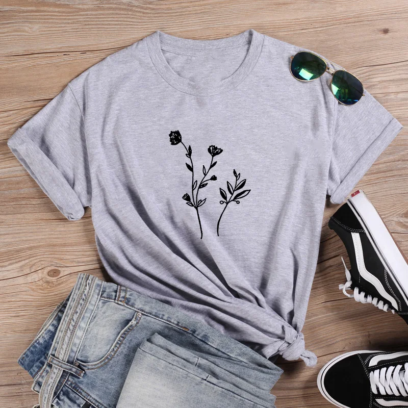 Женские Короткие рукава свободные Camiseta Mujer Женская футболка с цветами забавная футболка для женщин Harajuku футболка
Женские Короткие рукава свободные Camiseta Mujer Женская футболка с цветами забавная футболка для женщин Harajuku футболка