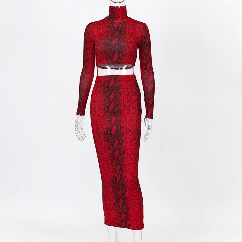 Two Piece Set Women Long Sleeve Crop Tops Winter Sexy Pencil Skirt Outfits Turtleneck Snake Skin Print Long Skirt
Two Piece Set Women Long Sleeve Crop Tops Winter Sexy Pencil Skirt Outfits Turtleneck Snake Skin Print Long Skirt