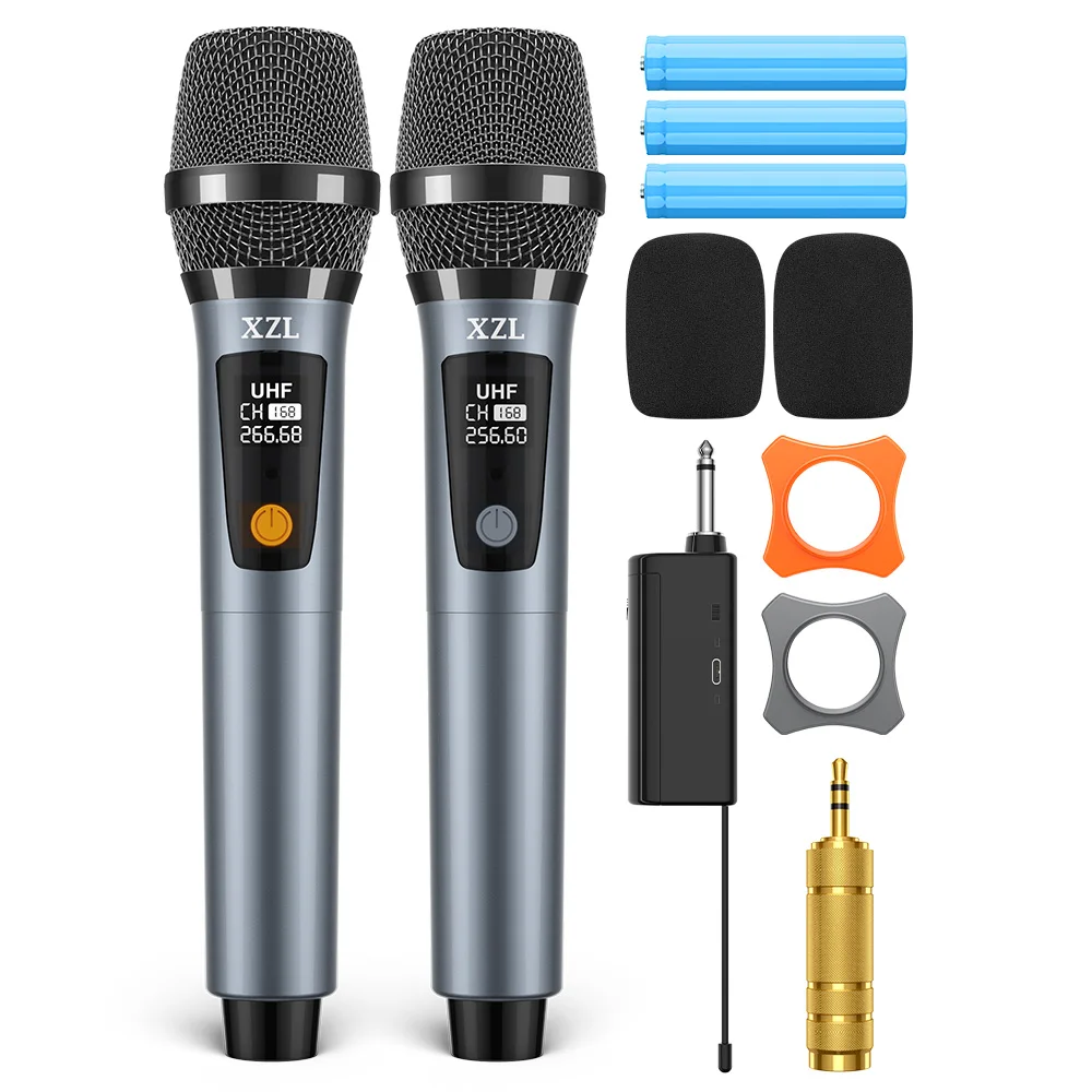 Wireless Karaoke Microphone,UHF Dual Wireless Handheld Microphone with Rechargeable Receiver Battery For Party KTV Speech Class
Wireless Karaoke Microphone,UHF Dual Wireless Handheld Microphone with Rechargeable Receiver Battery For Party KTV Speech Class