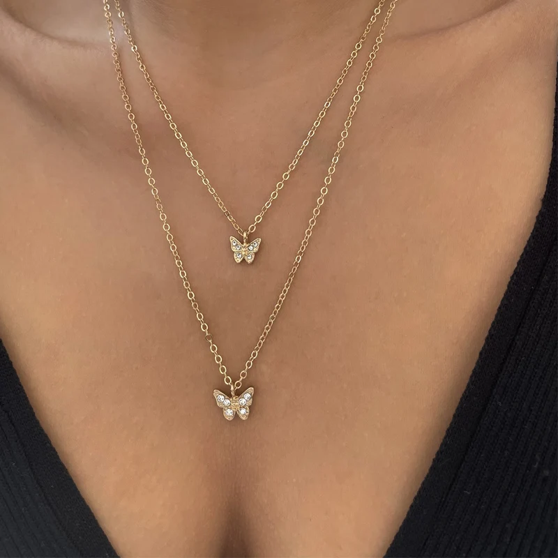 2021 Fashion Women Crystal Butterfly Multilayer Necklaces Gold Color Pendant Choker Necklace Female Zircon Statement Jewelry
2021 Fashion Women Crystal Butterfly Multilayer Necklaces Gold Color Pendant Choker Necklace Female Zircon Statement Jewelry