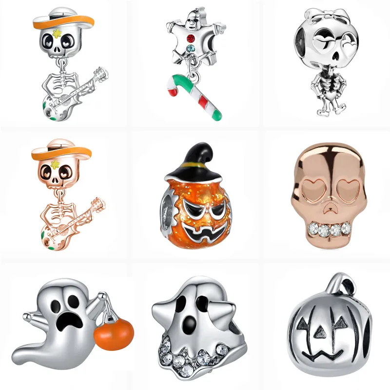 New Skull Girl Ghost Guitar Pumpkin Lamp Bead Fit Original Pandora Charms Silver Color Bracelet DIY Women Jewelry Halloween Gift
New Skull Girl Ghost Guitar Pumpkin Lamp Bead Fit Original Pandora Charms Silver Color Bracelet DIY Women Jewelry Halloween Gift