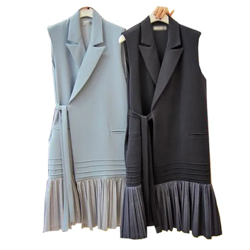 2021 Summer New Minimalist Sleeveless Simple Ladies Casual Lace-up Pleated Waistcoat With Ruffle Stitching Blazer Dress
2021 Summer New Minimalist Sleeveless Simple Ladies Casual Lace-up Pleated Waistcoat With Ruffle Stitching Blazer Dress