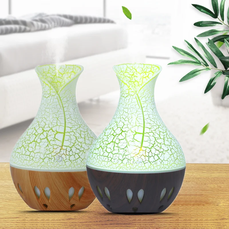 

300ML Wood Air Humidifier USB Ultrasonic Vase Aroma Essential Oil Aromatherapy Diffuser with Colorful Light Air Humidificador