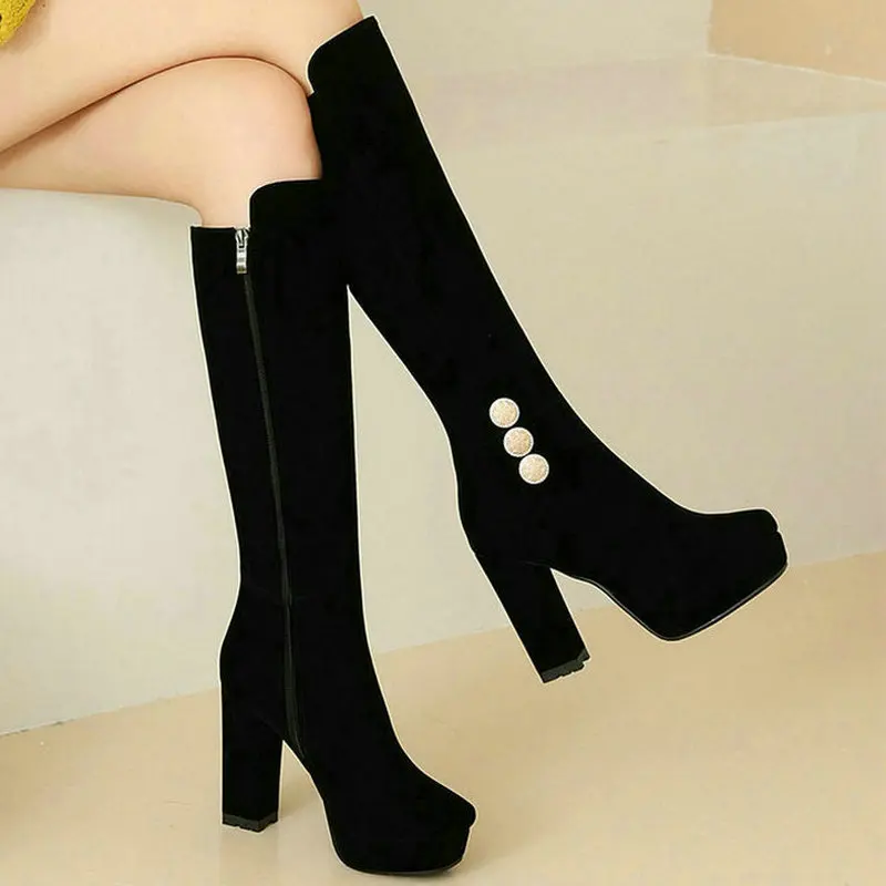 2021 Women Knee High Boots Platform Square High Heel Ladies Calf Boots Faux Suede Side Zipper Women High Quality Boots Big Size
2021 Women Knee High Boots Platform Square High Heel Ladies Calf Boots Faux Suede Side Zipper Women High Quality Boots Big Size
