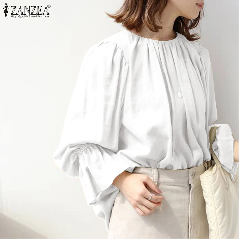 ZANZEA Fashion Women O Neck Long Flare Sleeve Shirt Elegant Office Work Blouse Casual Loose Blusas Chemise Solid Tunic Tops
ZANZEA Fashion Women O Neck Long Flare Sleeve Shirt Elegant Office Work Blouse Casual Loose Blusas Chemise Solid Tunic Tops