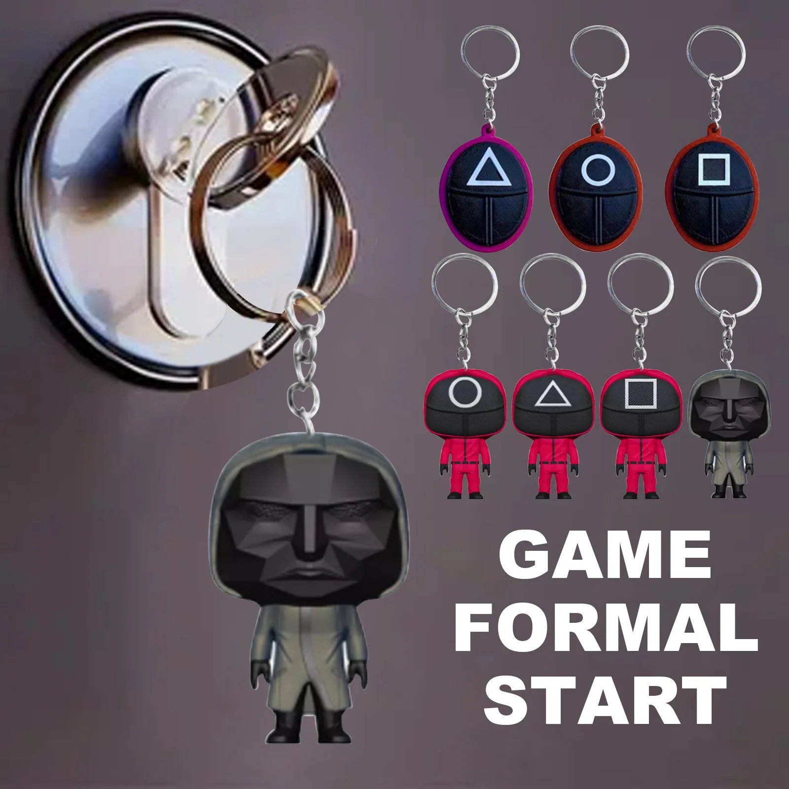Squid Game Keychain Figures Mask Charms Accessories Creative Charms Mini Doll Figure Keyring Car Backpack Pendant Gift Ornament
Squid Game Keychain Figures Mask Charms Accessories Creative Charms Mini Doll Figure Keyring Car Backpack Pendant Gift Ornament