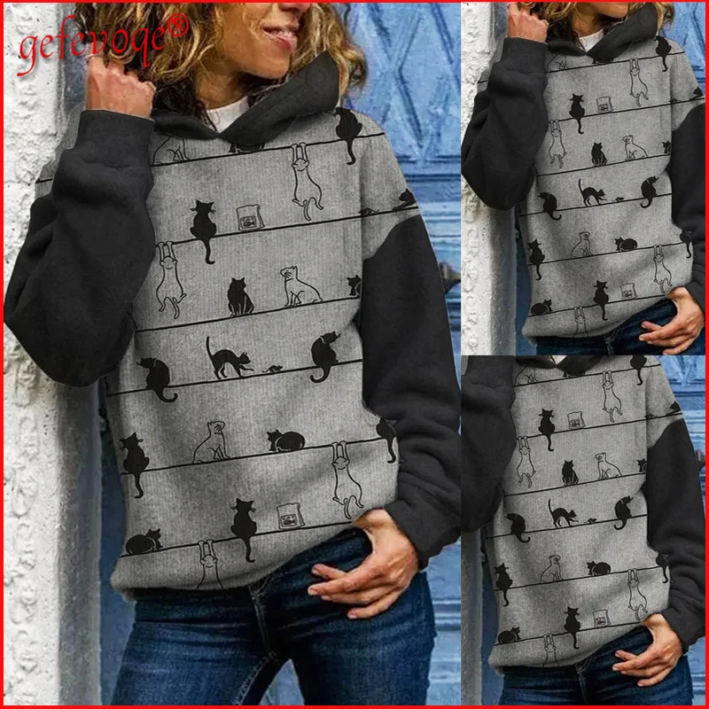 Kawaii Cartoon Cat Print Oversize Hoodie Women's Casual Streetwear Pullover Hooded Sweatshirts Autumn Winter Female Clothing2021
Kawaii Cartoon Cat Print Oversize Hoodie Women's Casual Streetwear Pullover Hooded Sweatshirts Autumn Winter Female Clothing2021