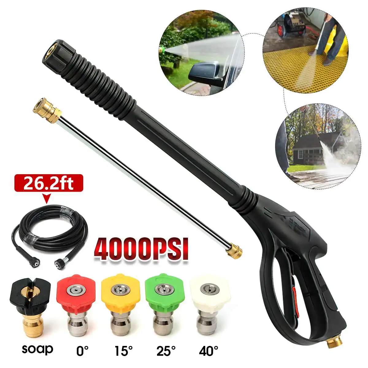 Пистолет для мойки высокого давления, M22-Pin фунтов на квадратный дюйм, с трубкой 5 м, удлинитель 43 см, насадки + быстроразъемные форсунки 5 шт.
Пистолет для мойки высокого давления, M22-Pin фунтов на квадратный дюйм, с трубкой 5 м, удлинитель 43 см, насадки + быстроразъемные форсунки 5 шт.