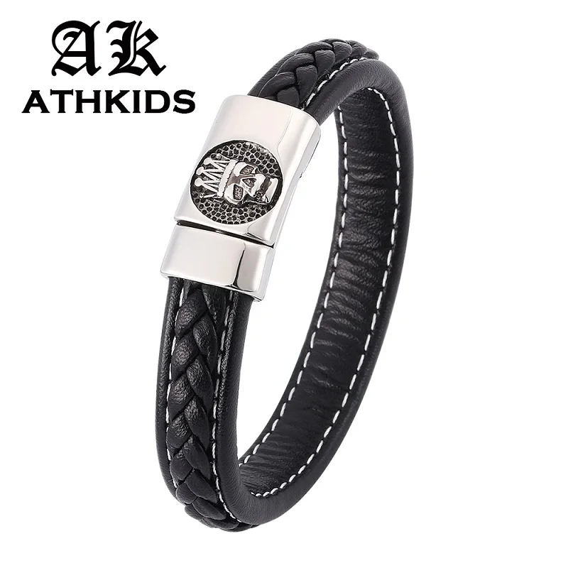 Punk Jewelry Black Braided Leather Bracelet Men Skull Pattern Magnetic Steel Buckle Trendy Leather Male Wristband PD0349
Punk Jewelry Black Braided Leather Bracelet Men Skull Pattern Magnetic Steel Buckle Trendy Leather Male Wristband PD0349