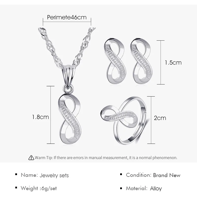 100pcs / lot popular jewelry temperament versatile 8-character Necklace Earring Ring simple set three pieces of jewelry 
100pcs / lot popular jewelry temperament versatile 8-character Necklace Earring Ring simple set three pieces of jewelry
