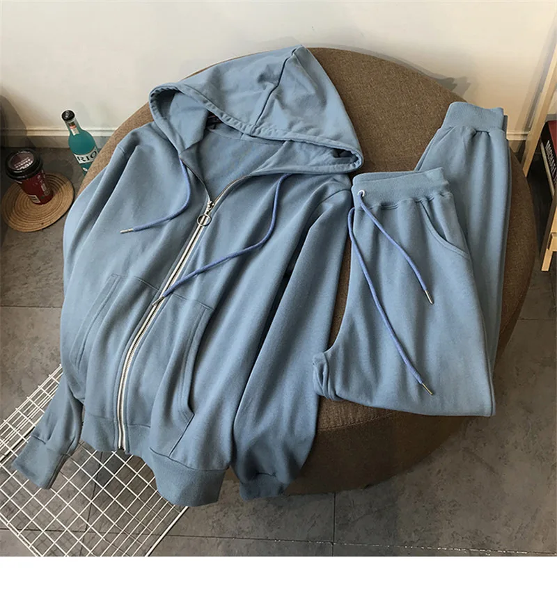 Women's Autumn Zipper Hoodie And Pants Two Piece Sets Soild Color Loose Tracksuit
Women's Autumn Zipper Hoodie And Pants Two Piece Sets Soild Color Loose Tracksuit