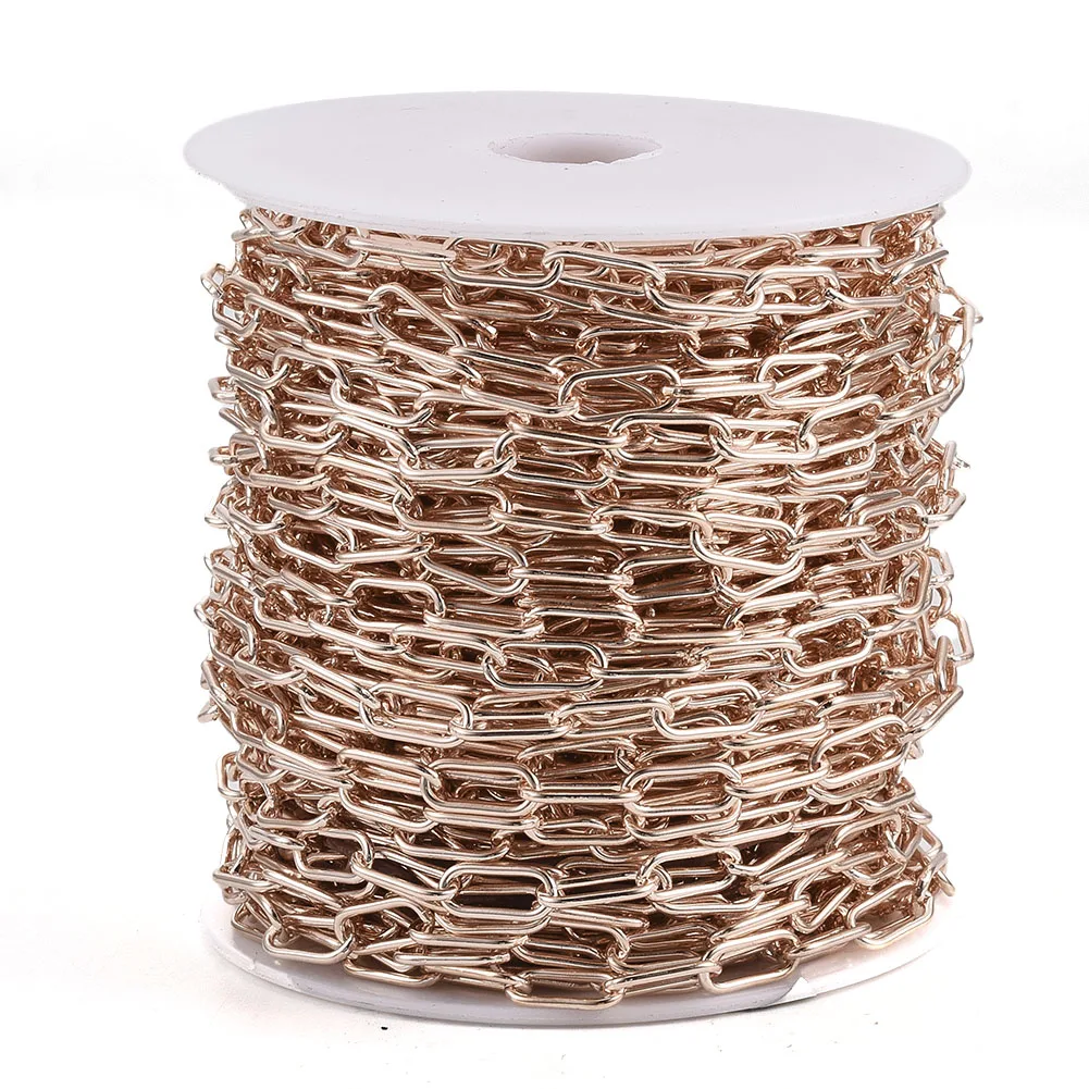 25m/Roll Rose Gold Unwelded Iron Paperclip Chains Link Cable Chain with Spool Oval Paperclip Chain for Necklace Jewelry DIY
25m/Roll Rose Gold Unwelded Iron Paperclip Chains Link Cable Chain with Spool Oval Paperclip Chain for Necklace Jewelry DIY