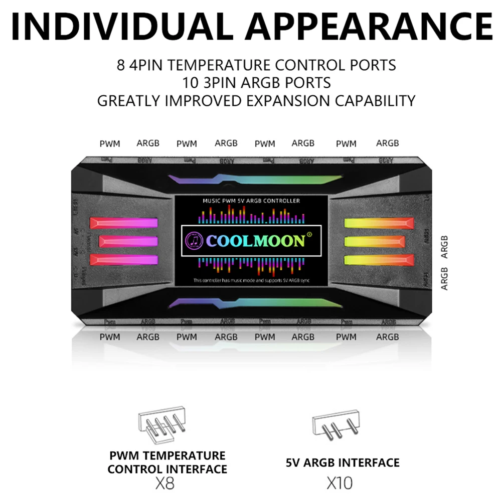 Контроллер CoolMoon ARGB 4-контактный PWM 5 В 3 контакта для корпуса ПК охлаждающий