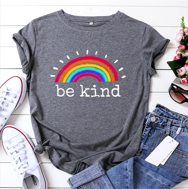 Be Kind T Shirt Women Summer Plus Size Casual Short Sleeve Summer T-shirt Female Cute Rainbow Graphic Harajuku Top Tees
Be Kind T Shirt Women Summer Plus Size Casual Short Sleeve Summer T-shirt Female Cute Rainbow Graphic Harajuku Top Tees