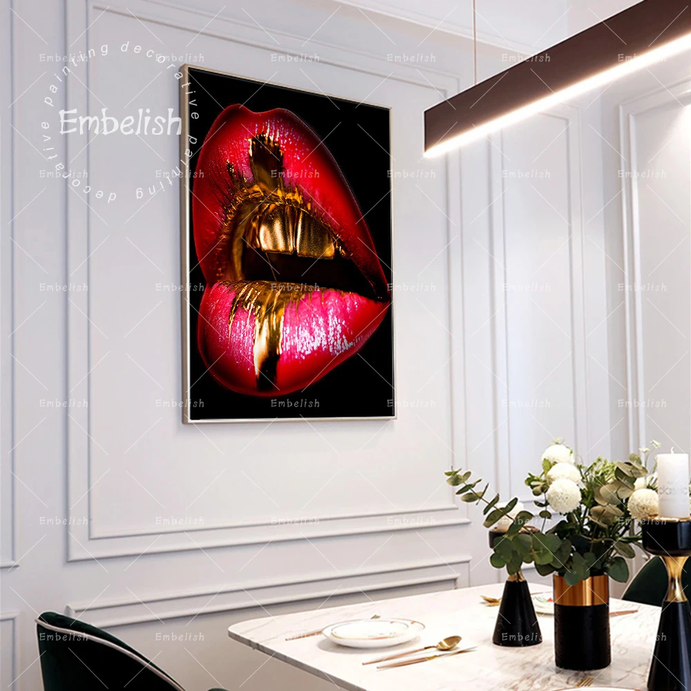 Embelish 1 Pieces Red Golden Lips Shiny Sexy Mouth HD Print On Canvas Painting For Living Room Modern Home Decor Wall Art Poster
Embelish 1 Pieces Red Golden Lips Shiny Sexy Mouth HD Print On Canvas Painting For Living Room Modern Home Decor Wall Art Poster